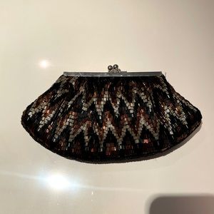 Beaded chevron evening clutch